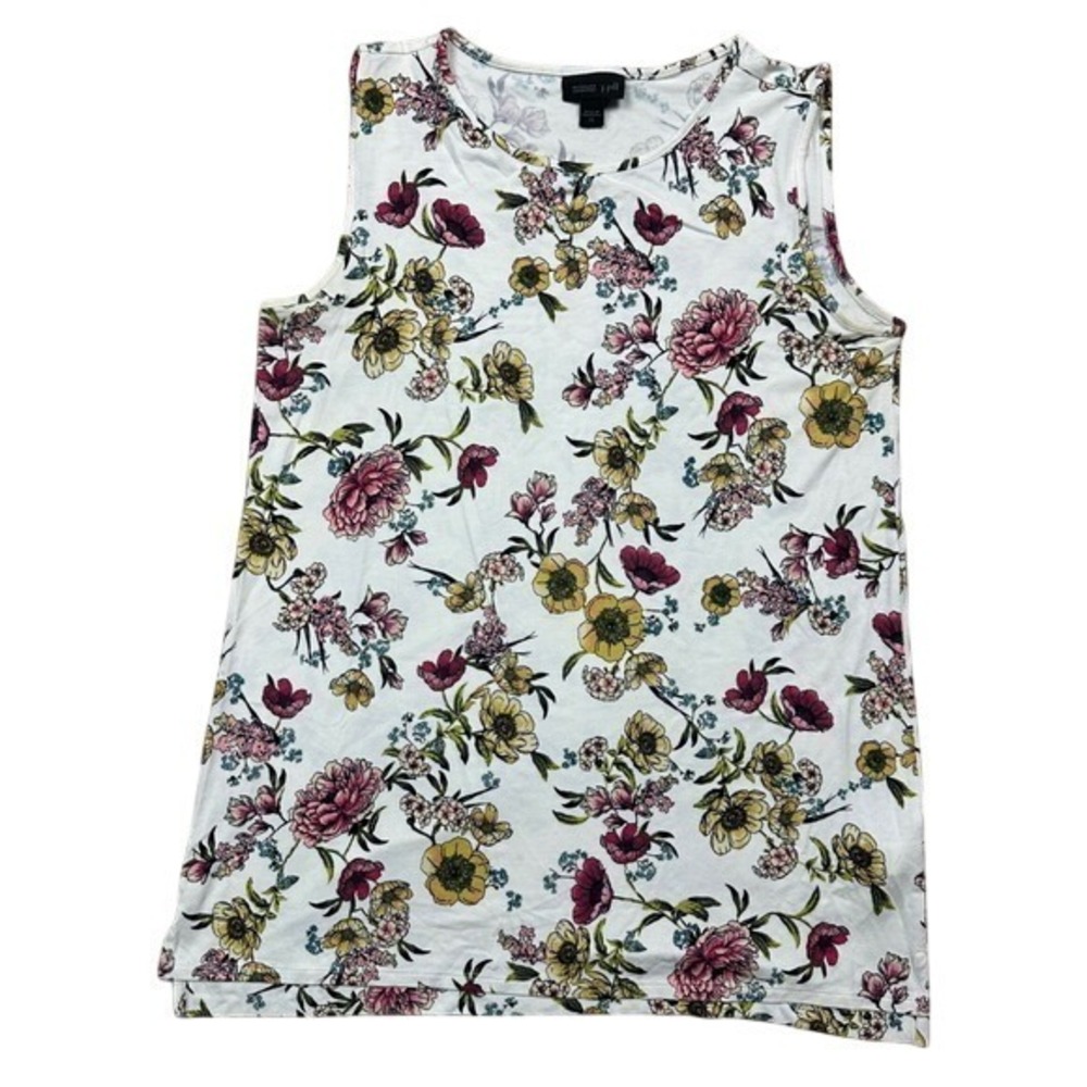 J. Jill Wearever Collection Floral Tank Top White Pink Yellow Women's XS